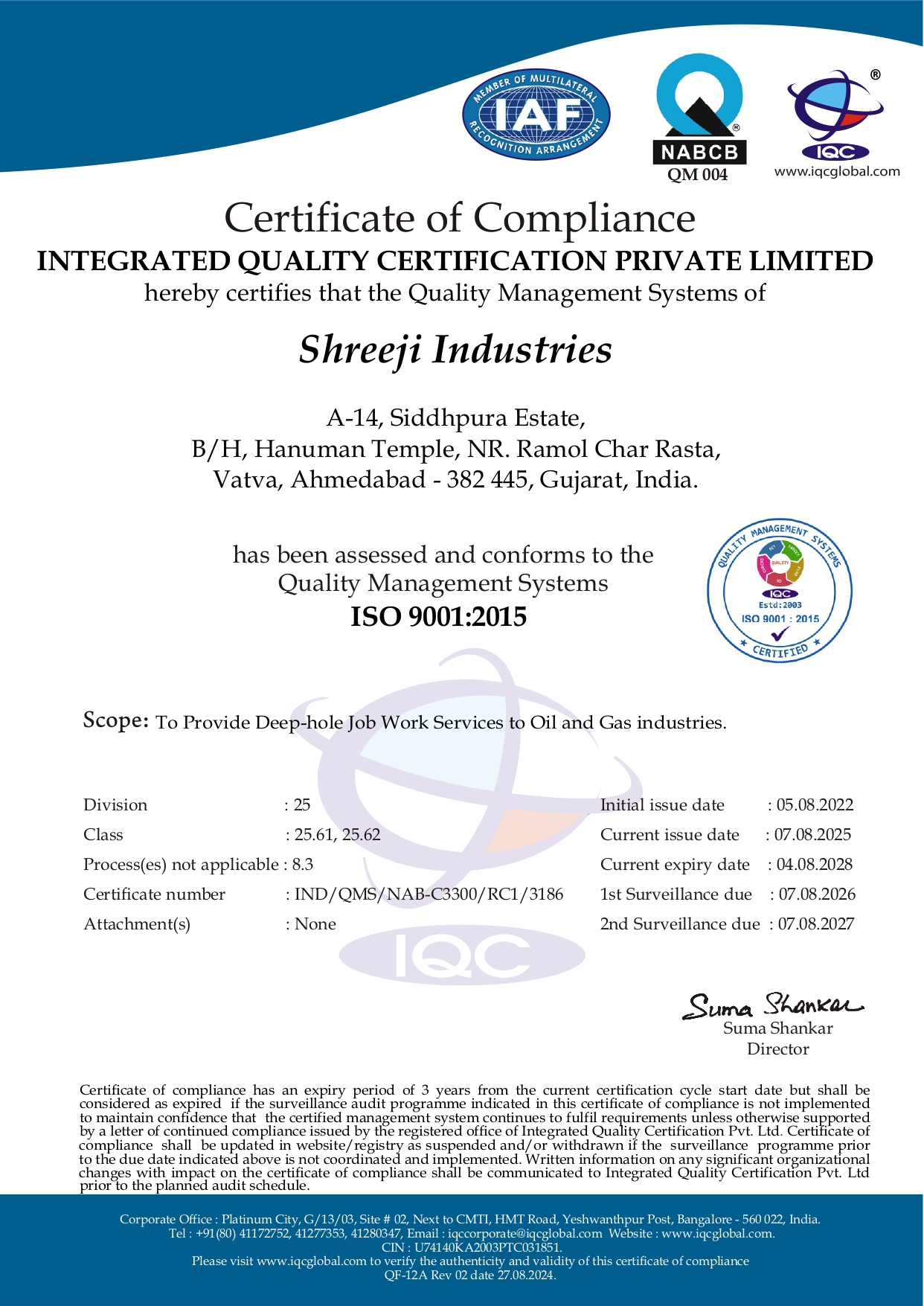 ISO_Shreeji Industries_2025